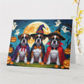 Bokser Honden Pompoen Halloween Grappig Kaart (Gele Bloem)