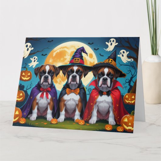 Bokser Honden Pompoen Halloween Grappig Kaart (Voorkant)