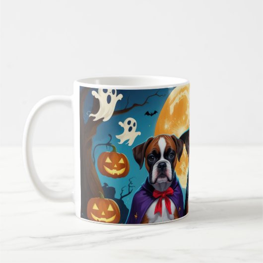 Bokser Honden Pompoen Halloween Grappig Koffiemok (Links)