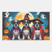 Bokser Honden Pompoen Halloween Grappig Rechthoekige Sticker (Voorkant)