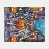 Bokser Honden Trick-or-Treating in Halloween Kostu Fleece Deken (Voorkant (Horizontaal))