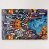 Bokser Honden Trick-or-Treating in Halloween Kostu Legpuzzel (Horizontaal)