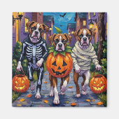 Bokser Honden Trick-or-Treating in Halloween Kostu Magneet (Voorkant)