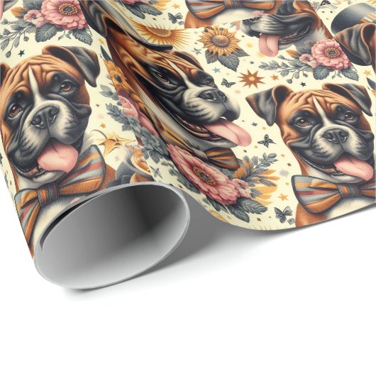 bokser hondenillustratie cadeaupapier (Rol Hoek)