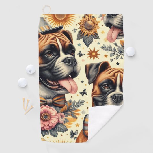  bokser hondenillustratie golfhanddoek (Insitu)