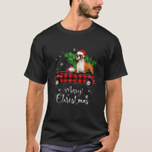 Bokser Hondenrit Rode Vrachtwagen Kerstmis Pyjama  T-shirt