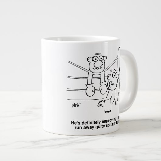 Bokser in de boksring. bokswedstrijd grote koffiekop (Voorkant rechts)