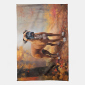 Bokser in Herfstbladeren Herfst Inspire Theedoek (Verticaal)