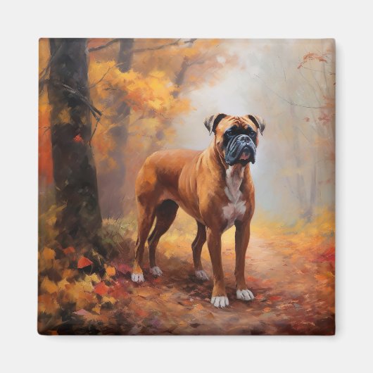 Bokser in herfstbladeren laat zich inspireren magneet (Voorkant)