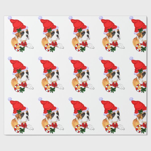 Bokser in Santa Hat Kerstmis Cadeaupapier (Vlak)