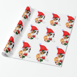 Bokser in Santa Hat Kerstmis Cadeaupapier