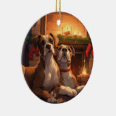 Bokser kerst, hondenherdenkingsgeschenk, hondenlie keramisch ornament (Rechts)