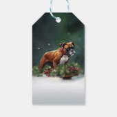 Bokser Kerst sneeuw winter Cadeaulabel (Achterkant)