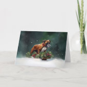 Bokser Kerst sneeuw winter Kaart (Voorkant)