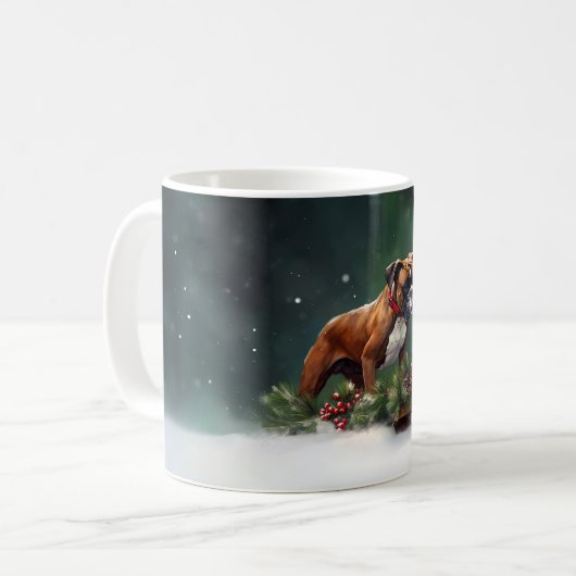 Bokser Kerst sneeuw winter Koffiemok (Voorkant links)