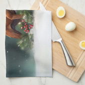 Bokser Kerst sneeuw winter Theedoek (Quarter Fold)
