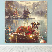 Bokser Kerstelijke Feestelijke Reis Canvas Afdruk (Insitu (Houten vloer))