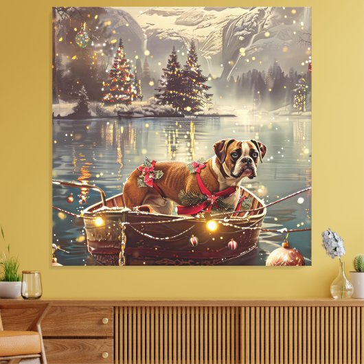 Bokser Kerstelijke Feestelijke Reis Canvas Afdruk (Insitu (Woonkamer))