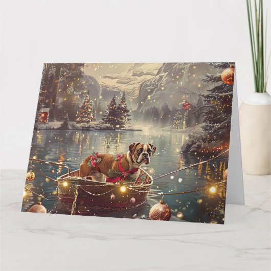 Bokser Kerstelijke Feestelijke Reis Kaart (Voorkant)