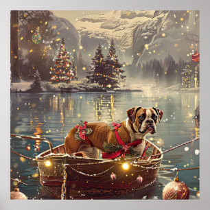 Bokser Kerstelijke Feestelijke Reis Poster