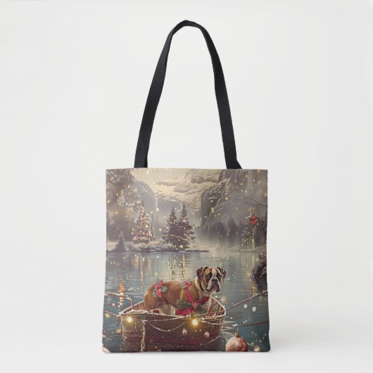 Bokser Kerstelijke Feestelijke Reis Tote Bag (Voorkant)
