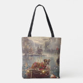 Bokser Kerstelijke Feestelijke Reis Tote Bag (Achterkant)