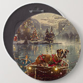 Bokser Kerstelijke Reis Ronde Button 6,0 Cm (Voorkant /achterkant)