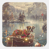 Bokser Kerstelijke Reis Vierkante Sticker (Voorkant)