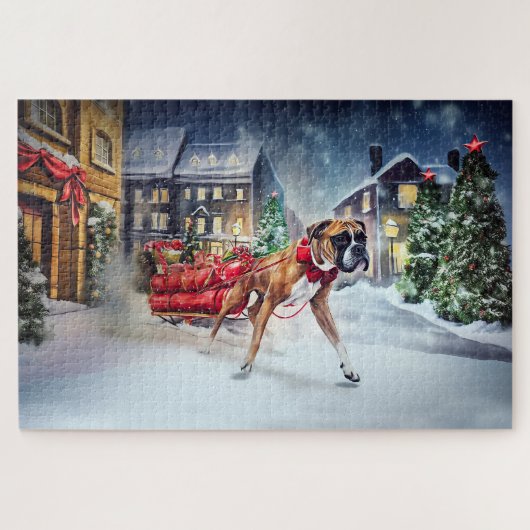 Bokser Kerstfeest Seizoen Legpuzzel (Horizontaal)