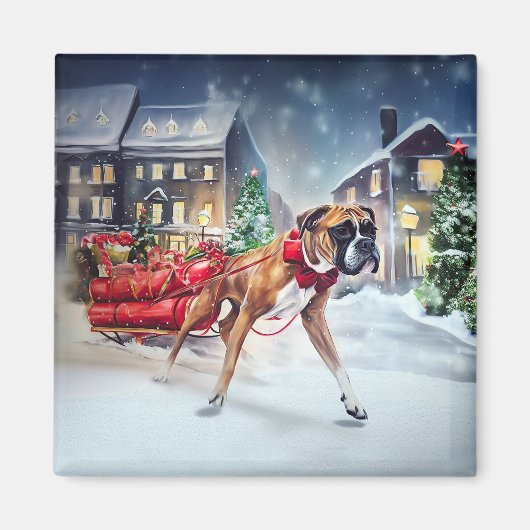 Bokser Kerstfeest Seizoen Magneet (Voorkant)