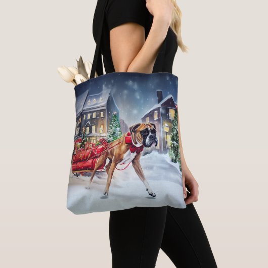 Bokser Kerstfeest Seizoen Tote Bag (Dichtbij)