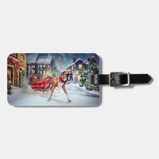 Bokser Kerstfeestperiode Bagagelabel (Voorkant horizontaal)