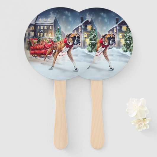 Bokser Kerstfeestperiode Handwaaier (Voorkant en achterkant)