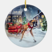 Bokser Kerstfeestperiode Keramisch Ornament (Achterkant)