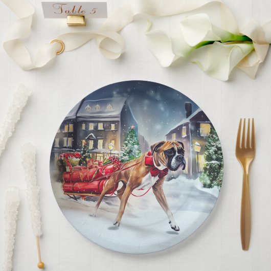 Bokser Kerstfeestperiode Papieren Bordje (Huwelijk)