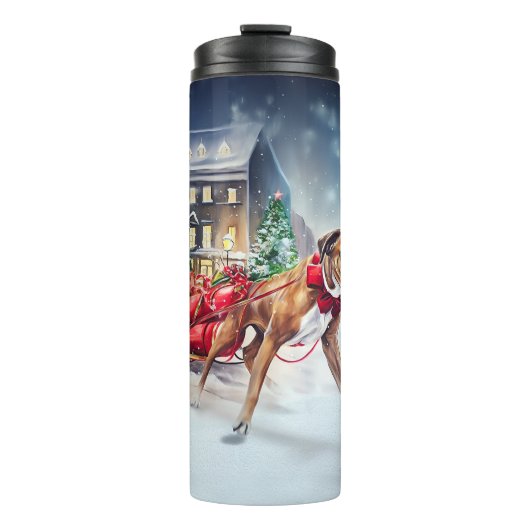 Bokser Kerstfeestperiode Thermosbeker (Voorkant)