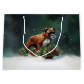 Bokser Kerstmis sneeuw winter Groot Cadeauzakje (Voorkant)