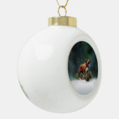 Bokser Kerstmis sneeuw winter Keramische Bal Ornament (Links)