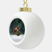 Bokser Kerstmis sneeuw winter Keramische Bal Ornament (Rechts)