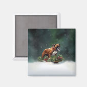 Bokser Kerstmis sneeuw winter Magneet (Voorkant / Achterkant)