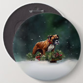 Bokser Kerstmis sneeuw winter Ronde Button 6,0 Cm (Voorkant /achterkant)