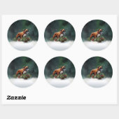 Bokser Kerstmis sneeuw winter Ronde Sticker (Vel)