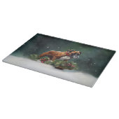 Bokser Kerstmis sneeuw winter Snijplank (Hoek)