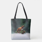 Bokser Kerstmis sneeuw winter Tote Bag (Achterkant)
