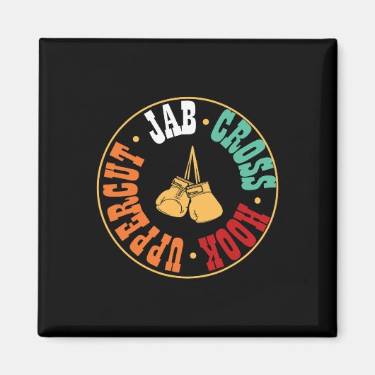 Bokser Kickbokstraining Geschenk Jab Cross Hook Up Magneet (Voorkant)