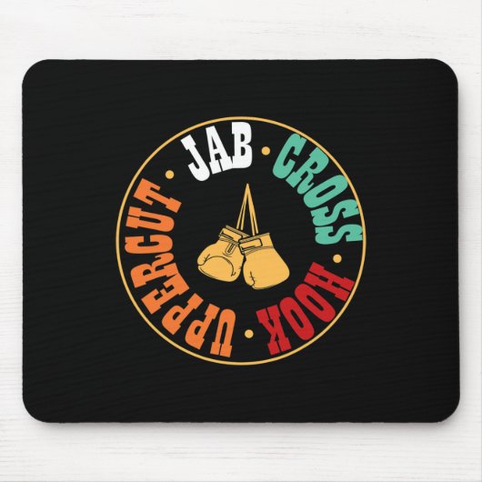 Bokser Kickbokstraining Geschenk Jab Cross Hook Up Muismat (Voorkant)