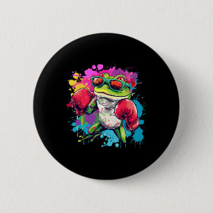 Bokser Kikker Met Bokshandschoenen Kickboksen Funn Ronde Button 5,7 Cm