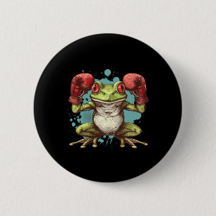 Bokser Kikker Met Bokshandschoenen Kickboksen Grap Ronde Button 5,7 Cm