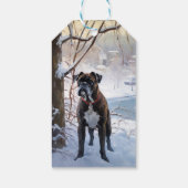 Bokser Laat het Sneeuwen Kerstmis Cadeaulabel (Achterkant)