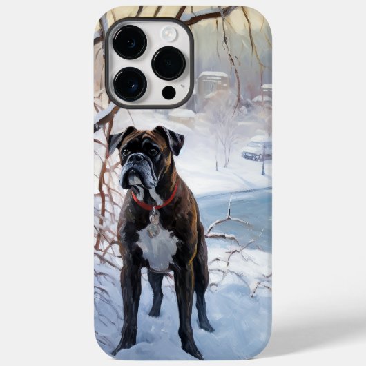 Bokser Laat het Sneeuwen Kerstmis Case-Mate iPhone Case (Achterkant)